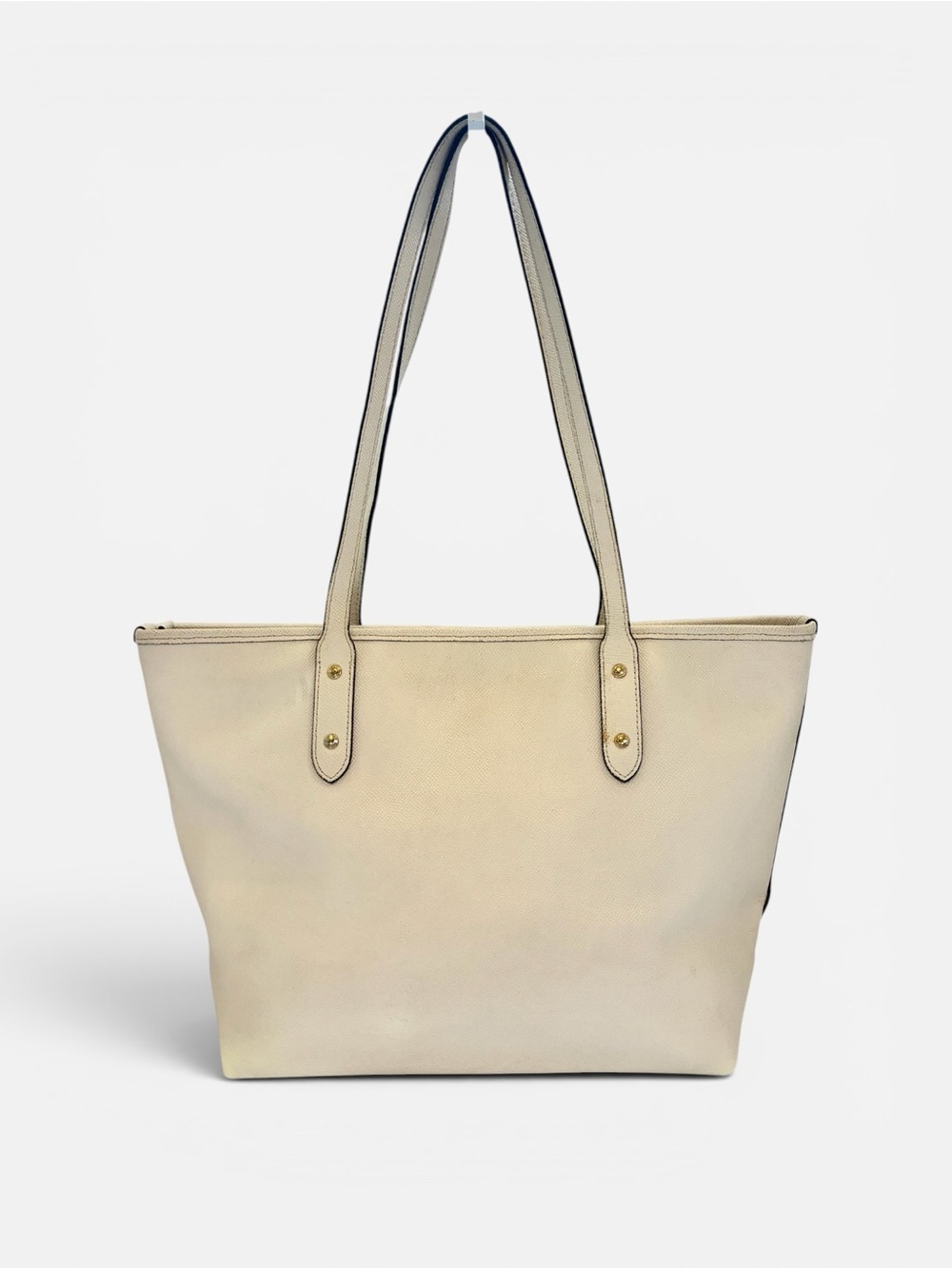 Coach Ivory Leather Tote with Yellow Charm - Picture 2 of 8